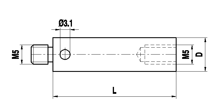 M5 титановый удлинитель щупа, L 20 мм, D 11 мм для систем ZEISS A-5555-0145